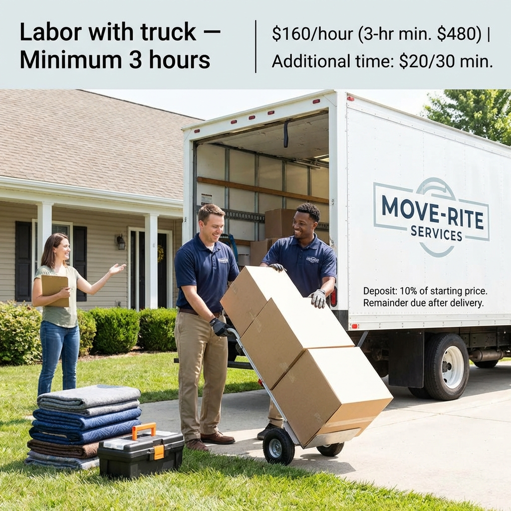 Labor with truck — Minimum 3 hours