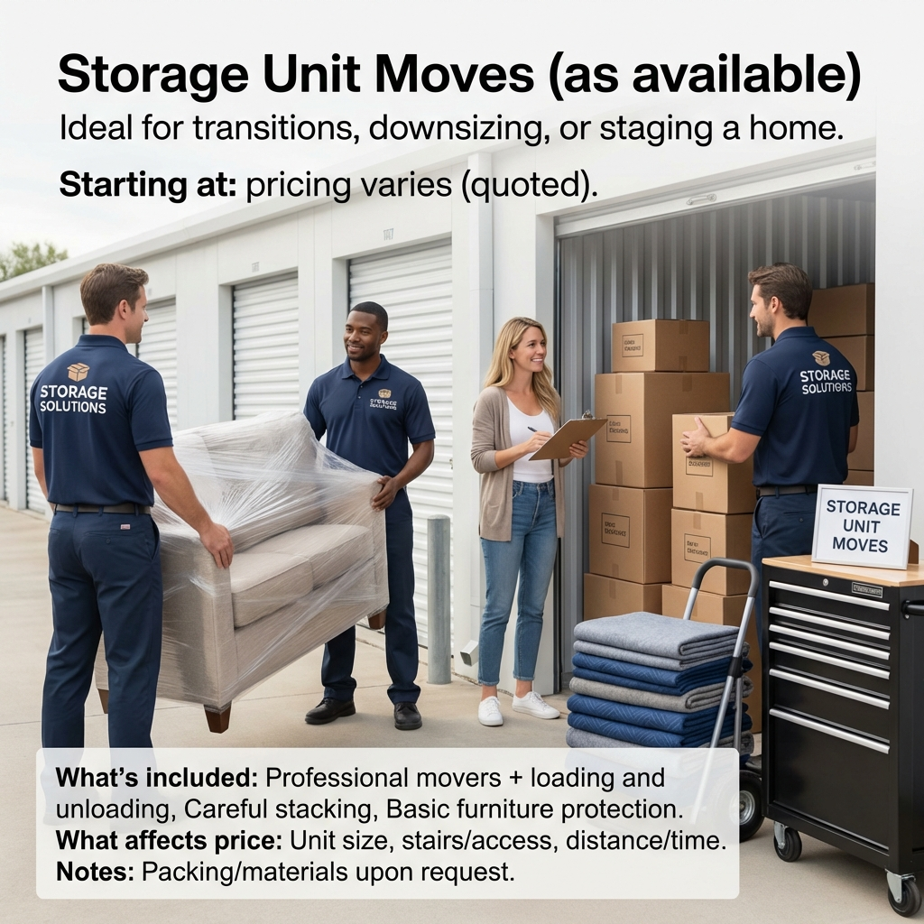 Storage Unit Moves (as available)